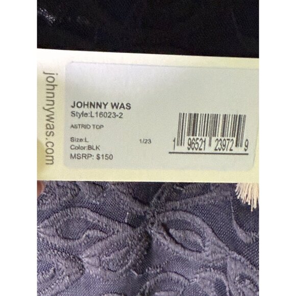 Johnny Was NWT Large Black Astrid Sheer Embroidered Lace Sheer Blouse NEW W TAGS - Picture 6 of 10